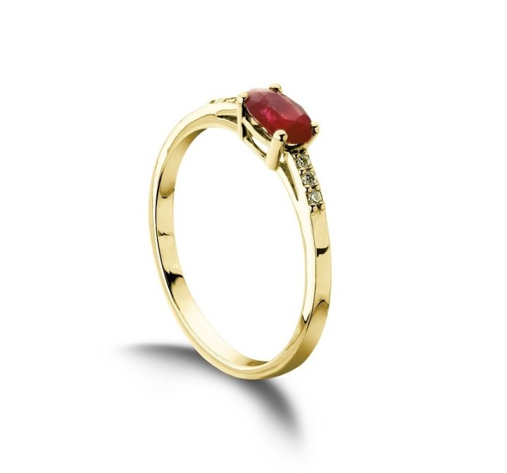 Bild von Ring LOEE aus Gelbgold mit Diamanten und Rubin