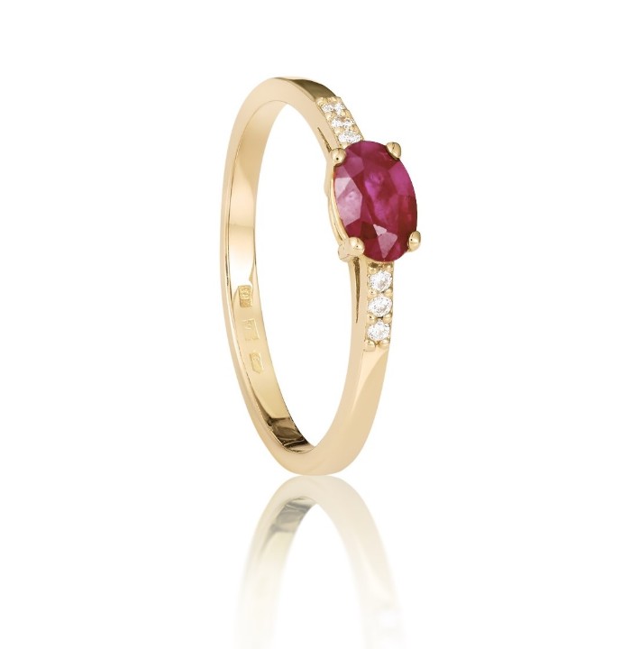Bild von Ring LOEE aus Gelbgold mit Diamanten und Rubin