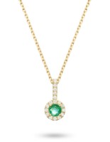 Bild von Anhänger LOEE Palette Diamonds aus Gelbgold mit Diamanten und Smaragd