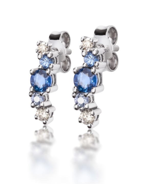 Bild von Ohrringe LOEE Sparkle aus Weißgold mit Diamanten und Multisaphiren