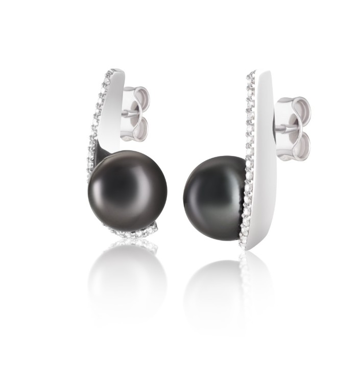 Bild von Ohrringe LOEE Pearls aus Weißgold mit Diamanten und Perlen