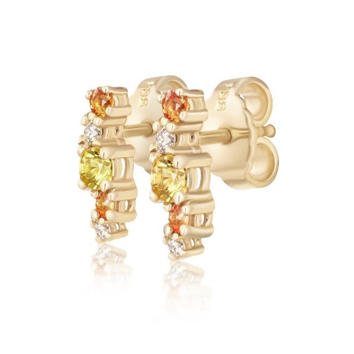Bild von Ohrringe LOEE Sparkle aus Gelbgold mit Diamanten und Multisaphiren