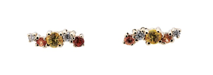 Bild von Ohrringe LOEE Sparkle aus Gelbgold mit Diamanten und Multisaphiren