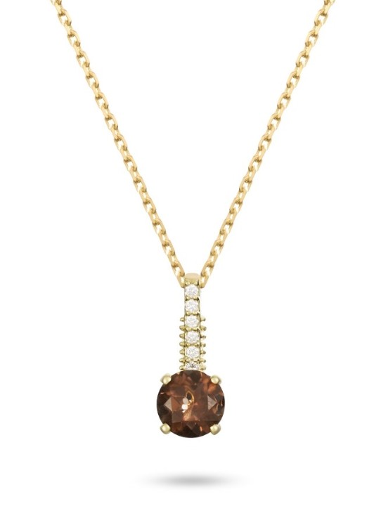 Bild von Anhänger LOEE Palette Diamonds aus Gelbgold mit Diamanten und Rauchquarz