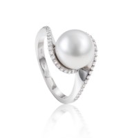 Bild von Ring LOEE Pearls aus Weißgold mit Diamanten und Perle