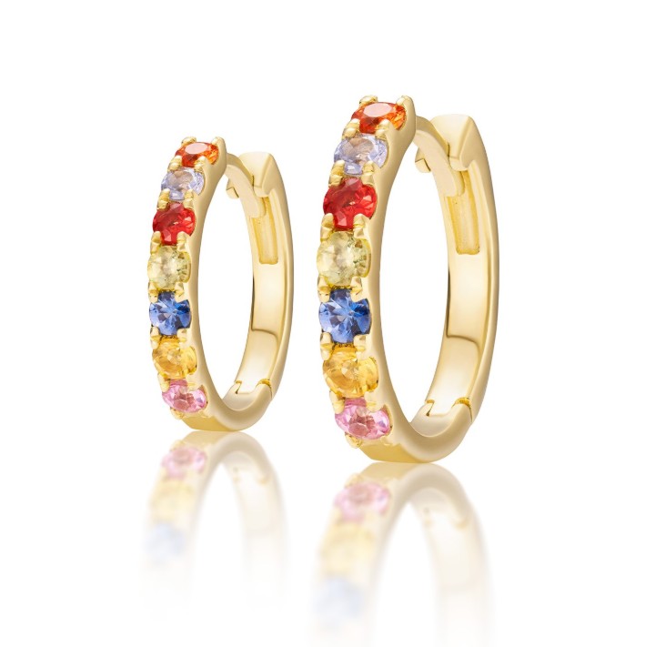 Bild von Ohrringe LOEE Glare aus Gelbgold mit Multisaphiren
