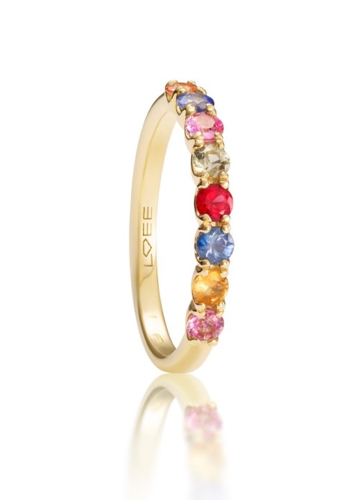 Bild von Ring LOEE Glare aus Gelbgold mit Multisaphiren