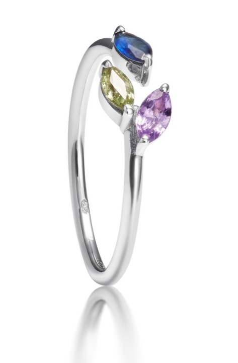 Bild von Ring LOEE Gaia aus Weißgold mit Multisaphiren
