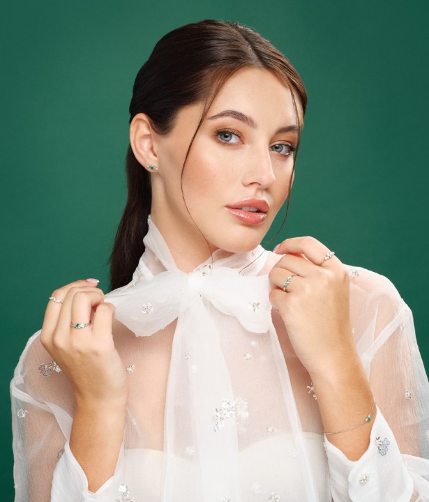 Bild von LOEE Sparkle Armband aus Weißgold mit Diamanten und Smaragd