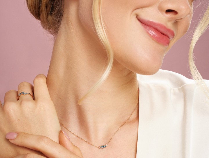 Bild von Halskette LOEE Sparkle aus Roségold mit Topasen und Morganiten