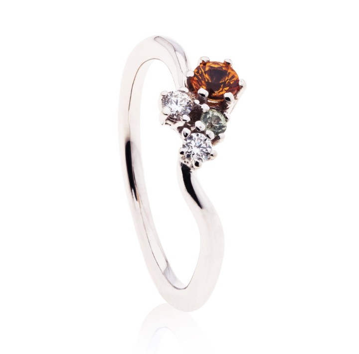 Bild von Prsten LOEE Sparkle z bílého zlata s diamanty a multisafíry