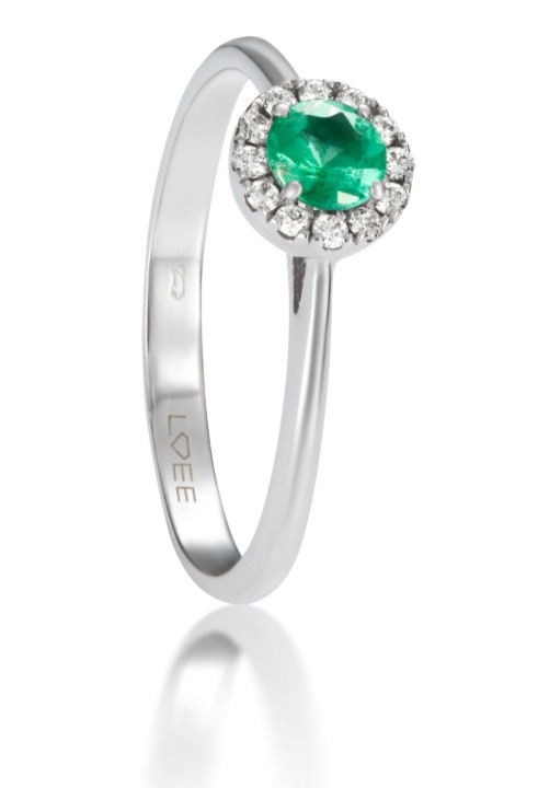 Bild von Ring LOEE Palette Diamonds aus Weißgold mit Diamanten und einem Smaragd