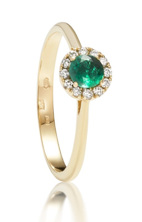 Bild von Ring LOEE Palette Diamonds aus Gelbgold mit Diamanten und einem Smaragd