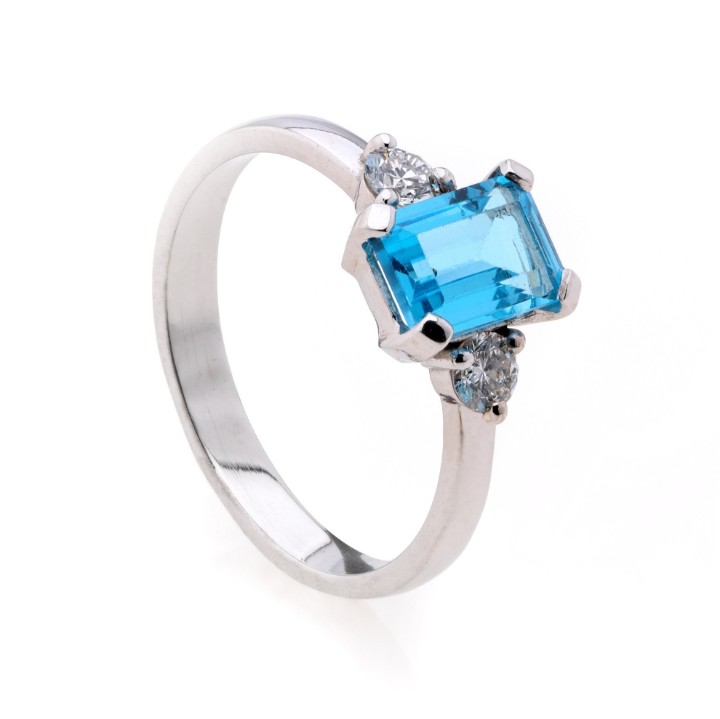 Bild von Prsten LOEE Palette Diamonds z bílého zlata s diamanty a topazem