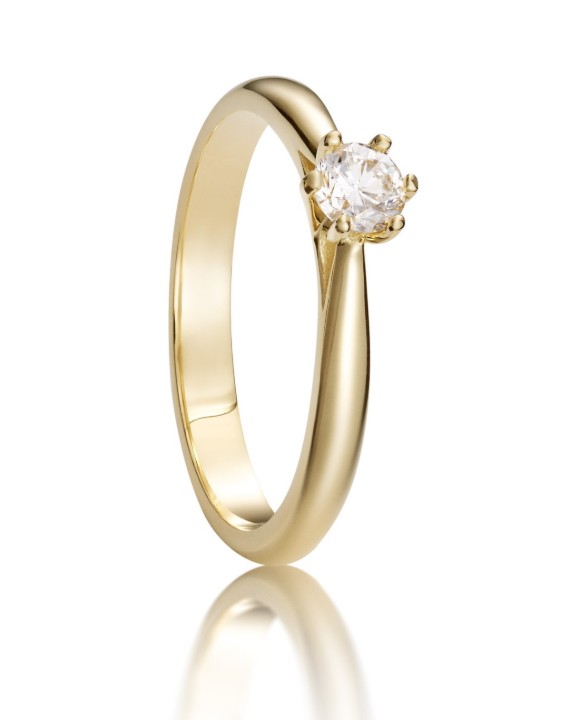 Bild von Verlobungsring LOEE aus Gelbgold mit einem Diamanten