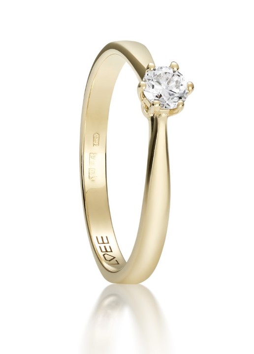 Bild von Verlobungsring LOEE aus Gelbgold mit einem Diamanten