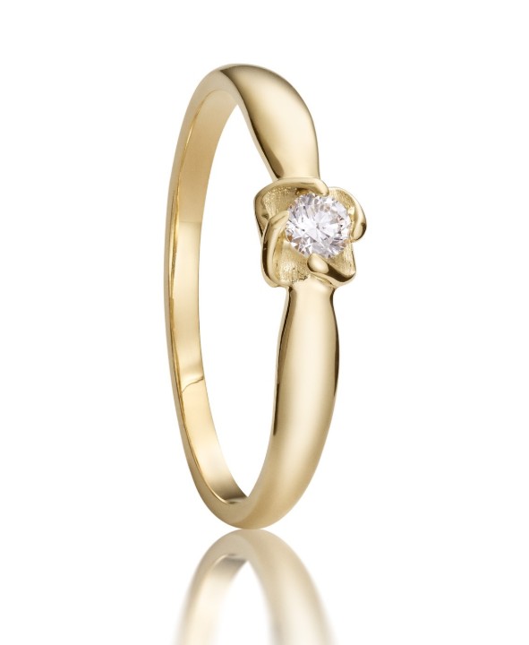 Bild von Verlobungsring LOEE aus Gelbgold mit einem Diamanten