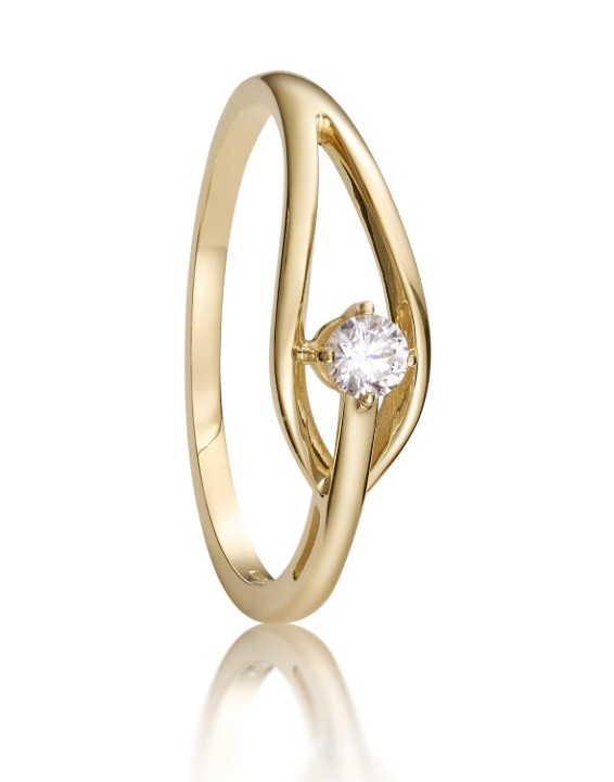 Bild von Verlobungsring LOEE aus Gelbgold mit einem Diamanten