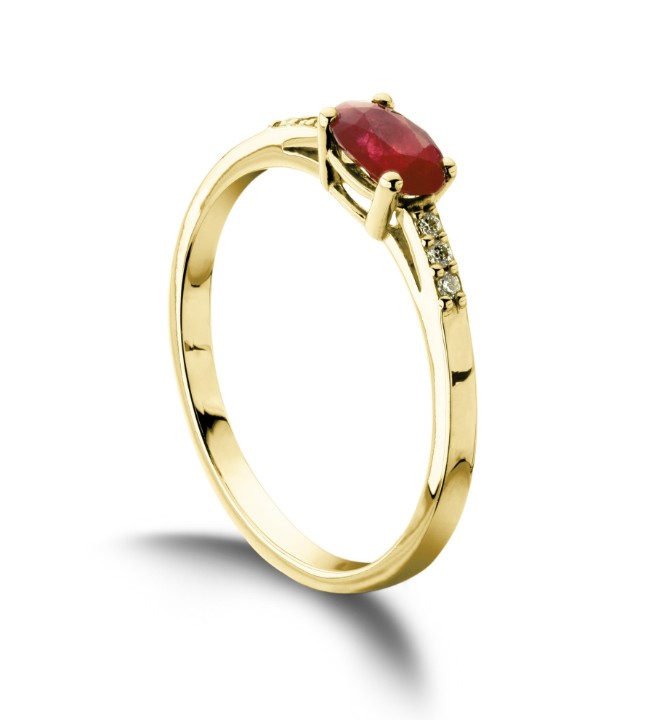 Bild von Ring LOEE Palette Diamonds aus Gelbgold mit Diamanten und einem Rubin