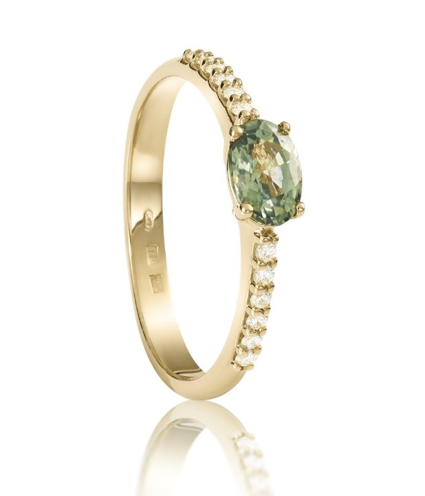Bild von Ring LOEE Palette Diamonds ze žlutého zlata s diamanty a multisafírem
