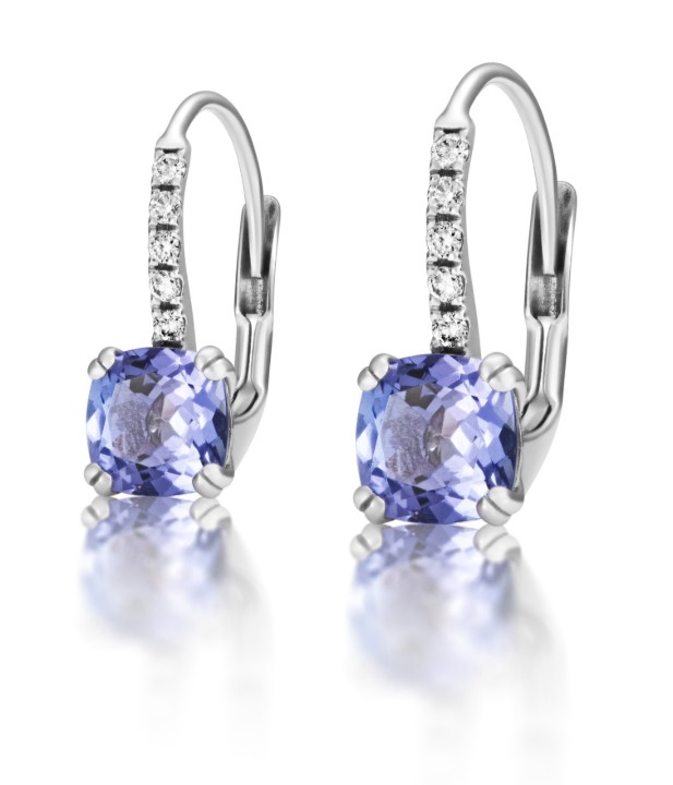 Obrázek Náušnice LOEE Palette Diamonds z bílého zlata s diamanty a tanzanity