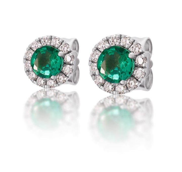 Bild von Ohrring LOEE Palette Diamonds z bílého zlata s diamanty a smaragdy