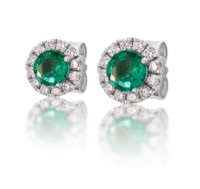 Bild von Ohrringe LOEE Palette Diamonds aus Weißgold mit Diamanten und Smaragde