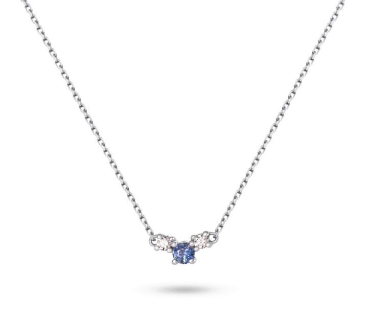 Bild von Halskette Loee Sparkle z bílého zlata s diamanty a multisafírem