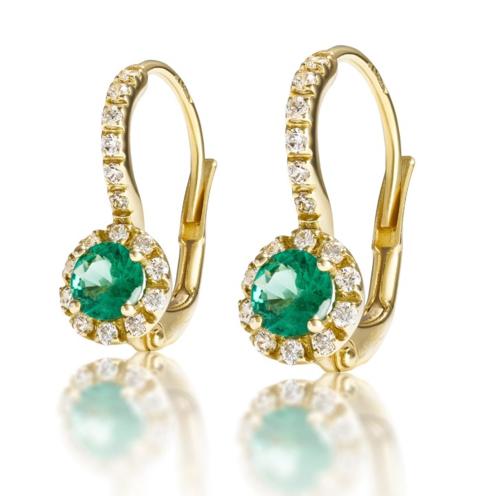 Bild von Ohrring LOEE Palette Diamonds ze žlutého zlata s diamanty a smaragdy