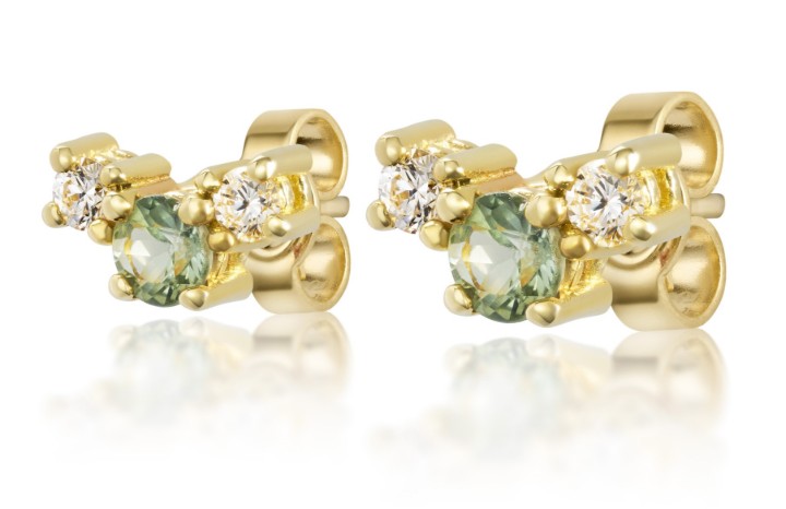 Bild von Ohrring LOEE Sparkle ze žlutého zlata s diamanty a multisafíry