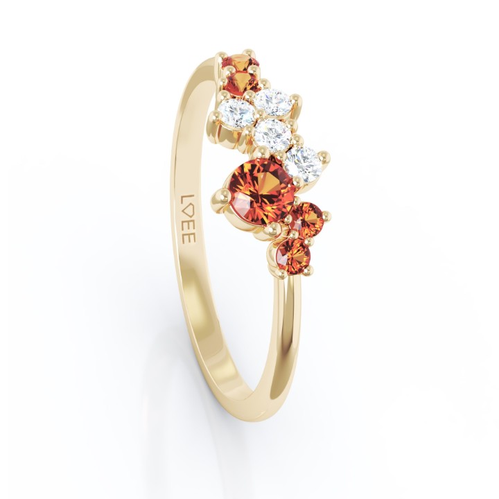 Bild von Ring LOEE Sparkle ze žlutého zlata s diamanty a multisafíry