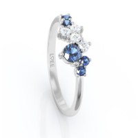 Bild von Ring LOEE Sparkle z bílého zlata s diamanty a multisafíry