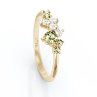 Bild von Ring LOEE Sparkle ze žlutého zlata s diamanty a multisafíry