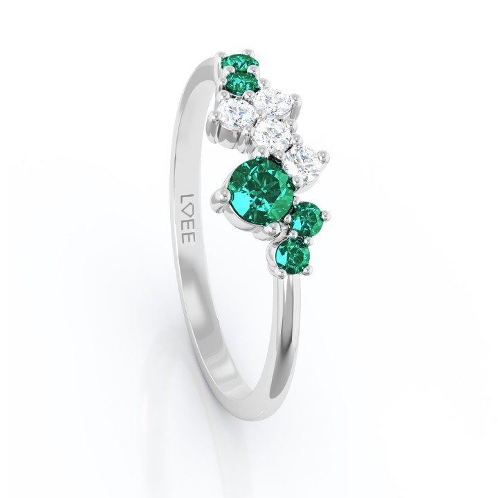 Bild von Ring LOEE Sparkle z bílého zlata s diamanty a smaragdy