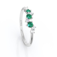 Bild von Ring LOEE Sparkle z bílého zlata s diamanty a smaragdy