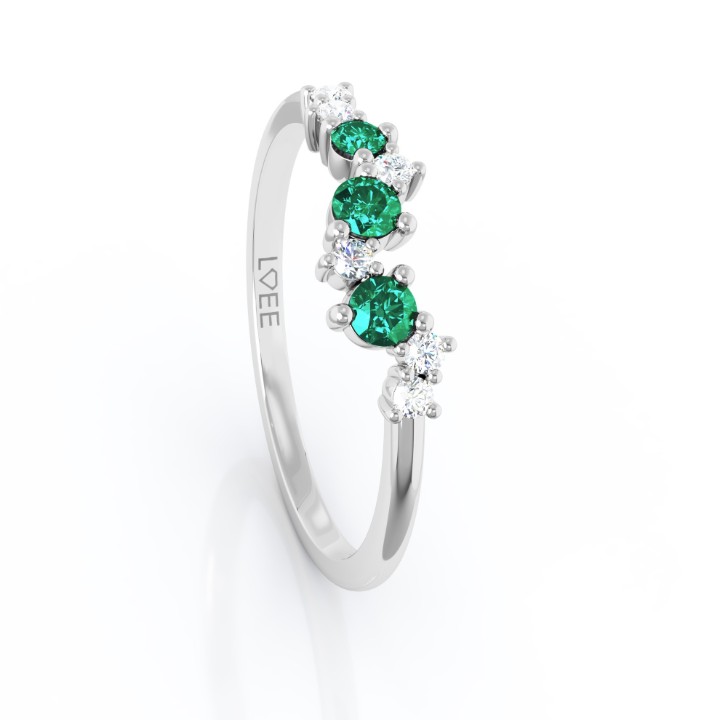 Bild von Ring LOEE Sparkle z bílého zlata s diamanty a smaragdy