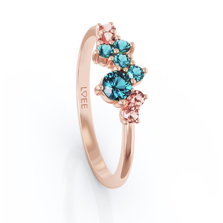 Bild von Ring LOEE Sparkle z růžového zlata s topazy a morganity